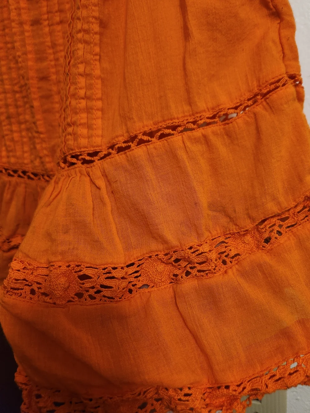 Free People Firecracker Orange Crush Lace-Trim Peplum Tank Medium